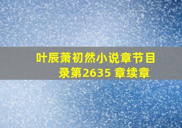 叶辰萧初然小说章节目录第2635 章续章